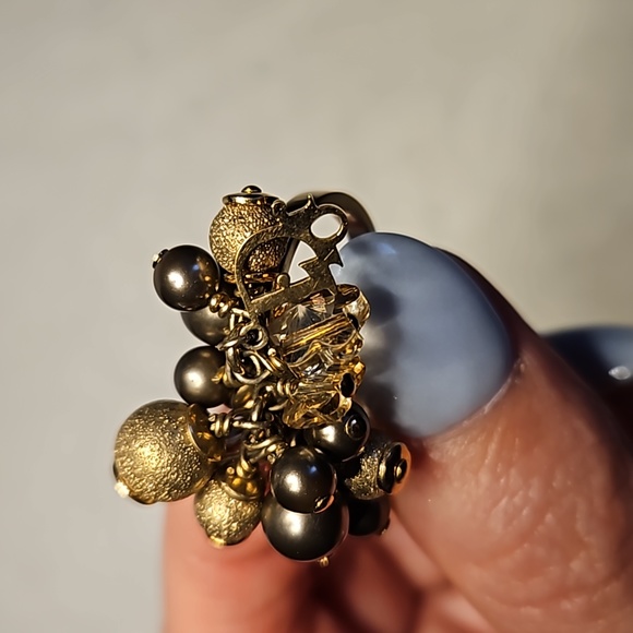 DIOR🔥Goldtone Cocktail Party Ring Sz5 - Picture 9 of 12